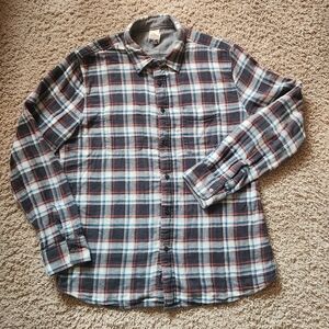 FAHERTY Men’s Shirt Extra Large Blue Plaid Reversible Button Down Outdoors